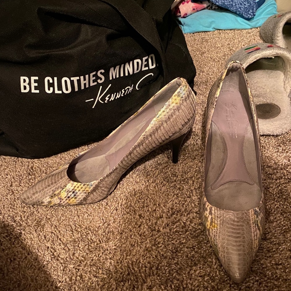 Kenneth Cole Faux Snake Skin Pointed-Toe Heels